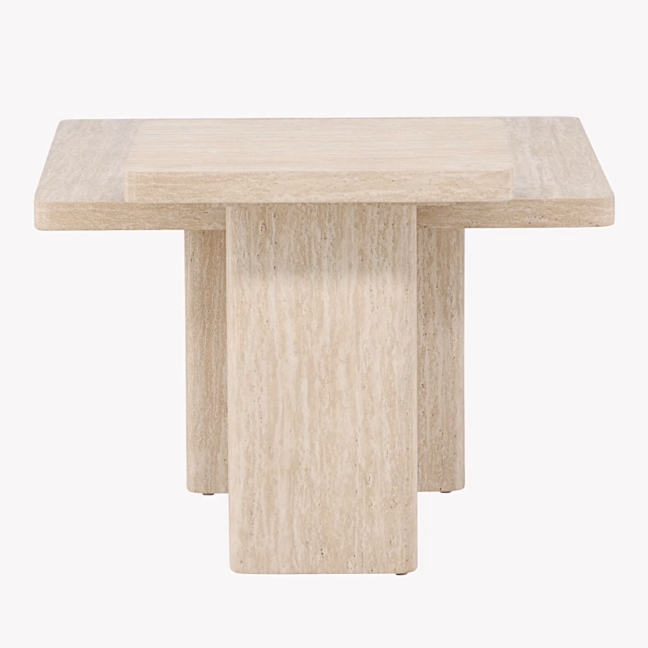 Beež ruudukujuline diivanilauakomplekt Qvart, travertiinimustriga MDF, GR24624 – 4