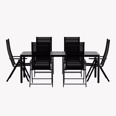 Must aiasöögikomplekt Giardini laud ja 6 Levanzo kokkupandavate toolidega - GR24916