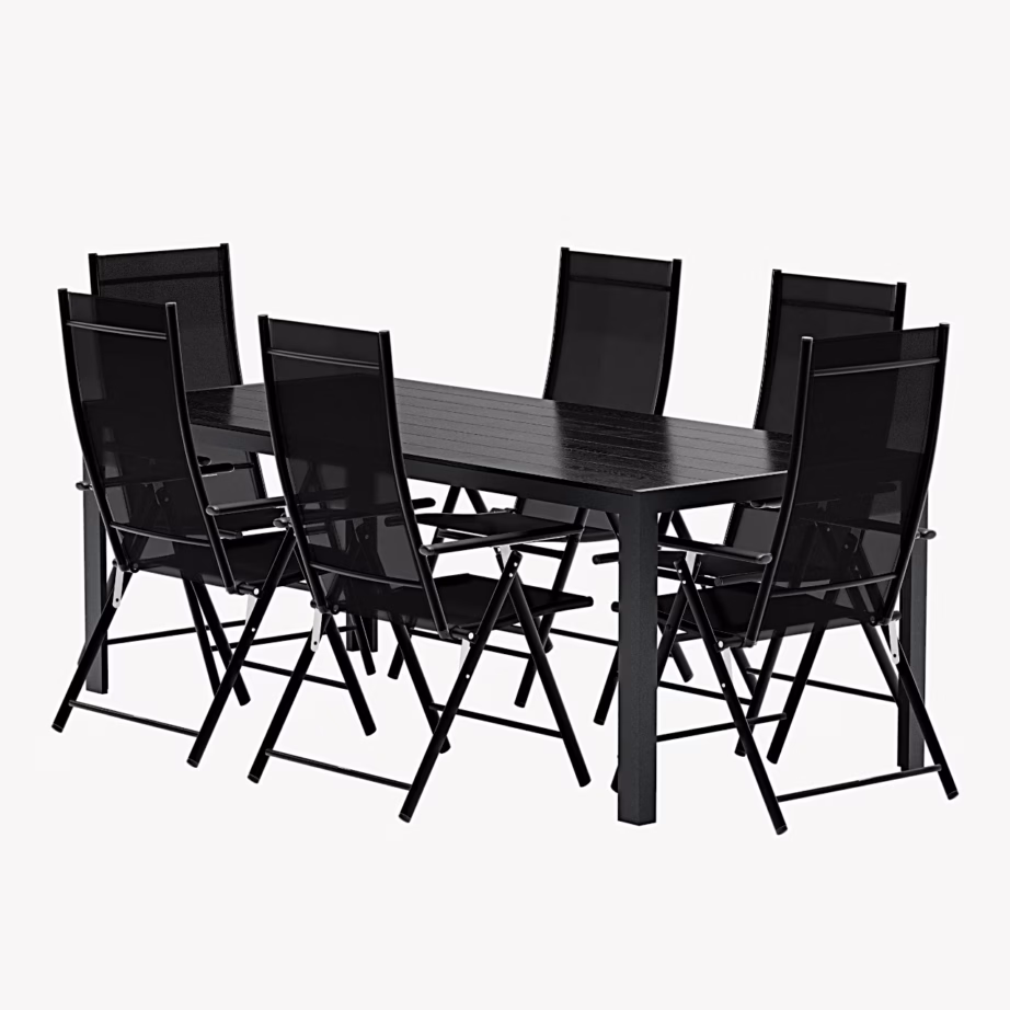 Must aiasöögikomplekt Break laud ja 6 kokkupandavat Levanzo tooli, GR24919 – 3