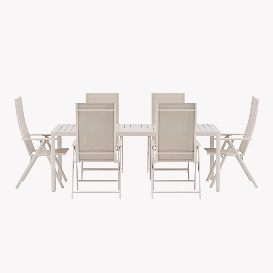 Beež aiasöögikomplekt Giardini laud ja 6 Levanzo tooli, GR24922