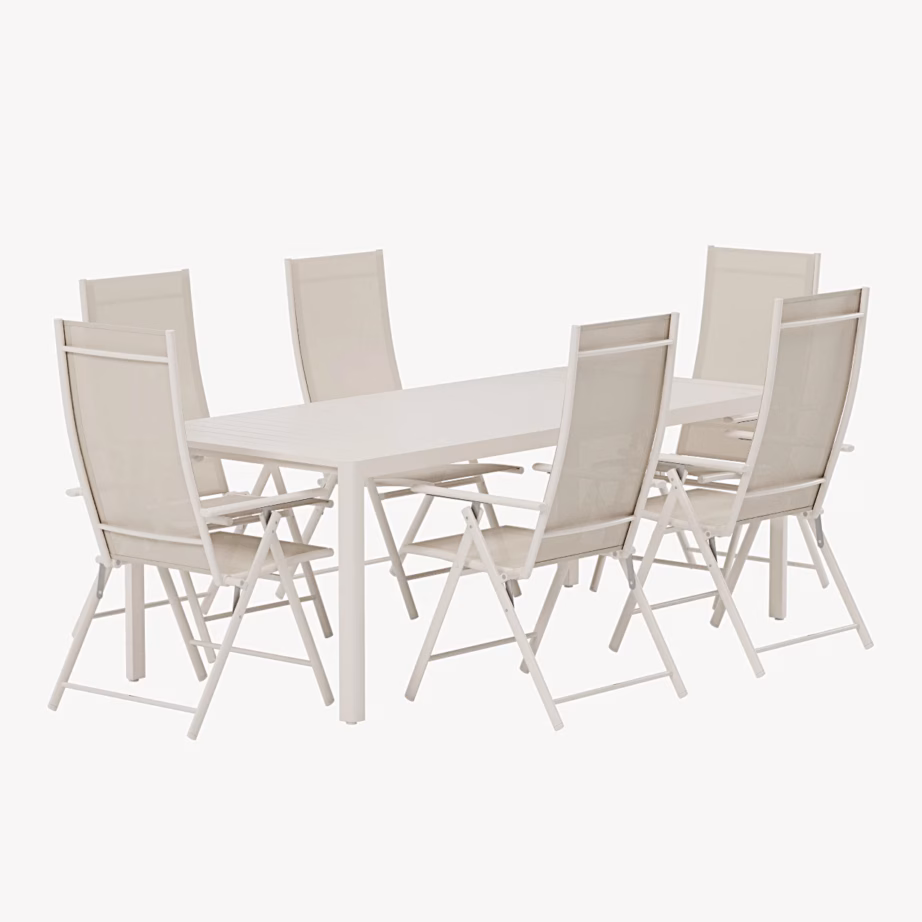 Beež aiasöögikomplekt Giardini laud ja 6 Levanzo tooli, GR24922 – 2