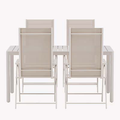 Beež aiasöögikomplekt Giardini laud ja 4 Levanzo reguleeritavat tooli - GR24923