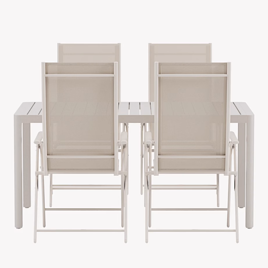 Beež aiasöögikomplekt Giardini laud ja 4 Levanzo reguleeritavat tooli, GR24923