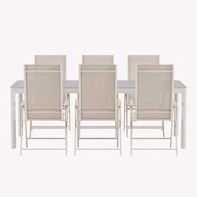 Aiasöögikomplekt Lino laud ja 6 Levanzo tooli, beež - GR24926