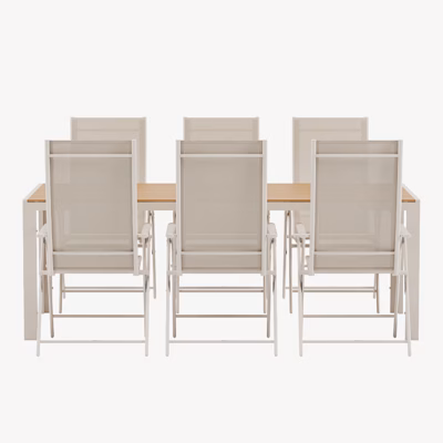 Beež aiasöögikomplekt Break laud ja 6 Levanzo tooli - GR24927