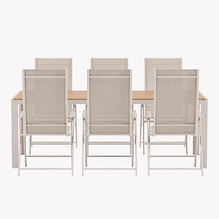 Beež aiasöögikomplekt Break laud ja 6 Levanzo tooli, GR24927