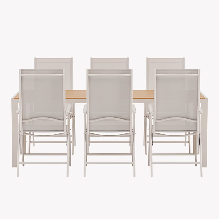 Beež aiasöögikomplekt Break laud 205×90 ja 6 tooli, GR24928