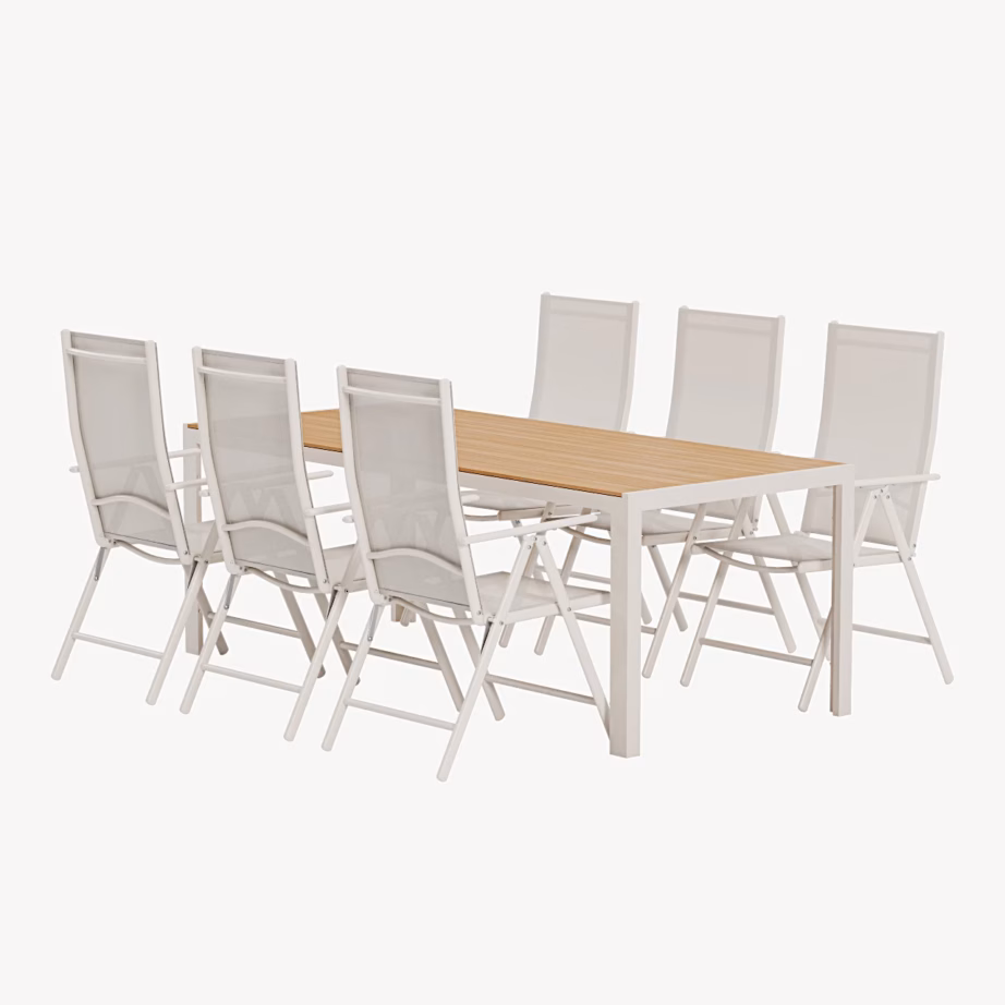 Beež aiasöögikomplekt Break laud 205×90 ja 6 tooli, GR24928 – 3