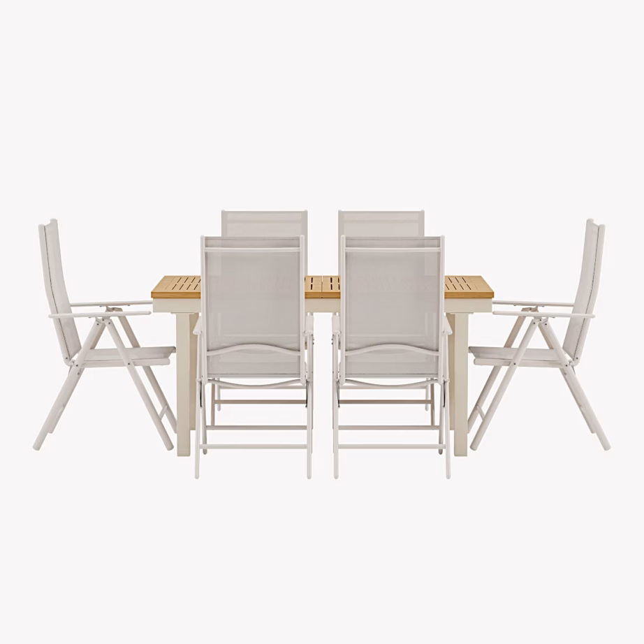 Panama pikendatav teakist aiasöögikomplekt 6 beeži Break tooliga, GR24932