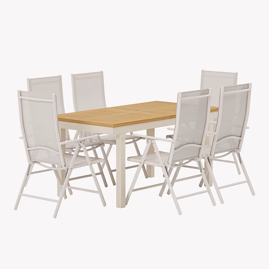 Panama pikendatav teakist aiasöögikomplekt 6 beeži Break tooliga, GR24932 – 2