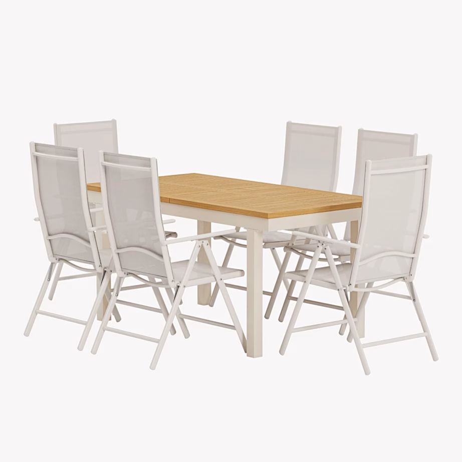 Panama pikendatav teakist aiasöögikomplekt 6 beeži Break tooliga, GR24932 – 3