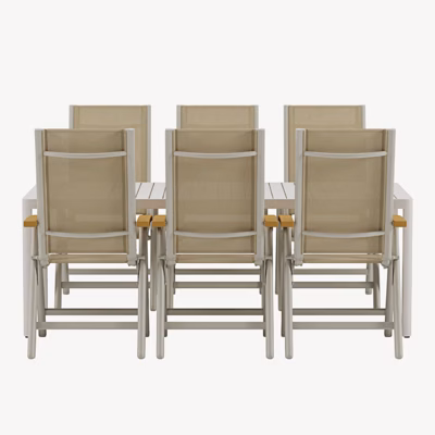 Beež alumiiniumist aiasöögikomplekt Giardini 6 Panama tooliga - GR24937