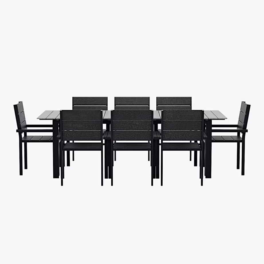 Aia söögikomplekt Levels pikendatav laud ja 8 tooli, must, GR24942