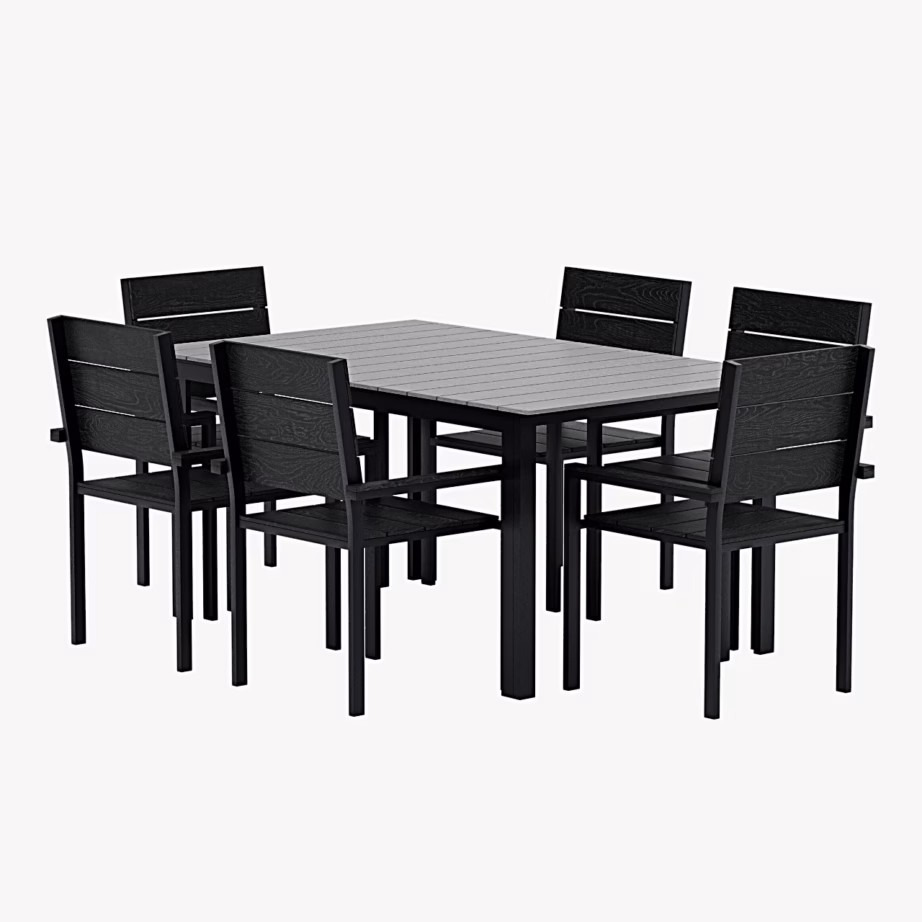 Must alumiinium aiasöögikomplekt Levels laud ja 6 tugitooli, GR24943 – 3