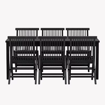 Must tiikpuust aiasöögikomplekt Kenya, laud ja 6 tooli - GR24948
