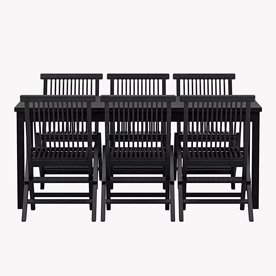 Must tiikpuust aiasöögikomplekt Kenya, laud ja 6 tooli, GR24948