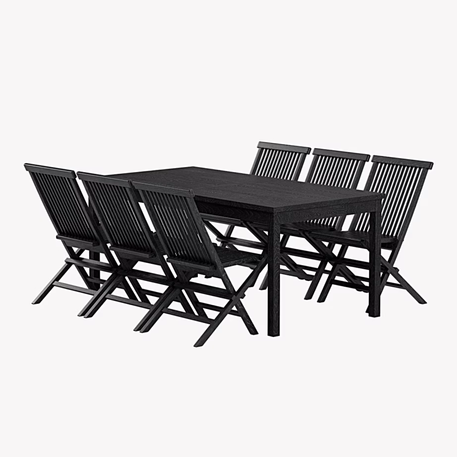 Must tiikpuust aiasöögikomplekt Kenya, laud ja 6 tooli, GR24948 – 3