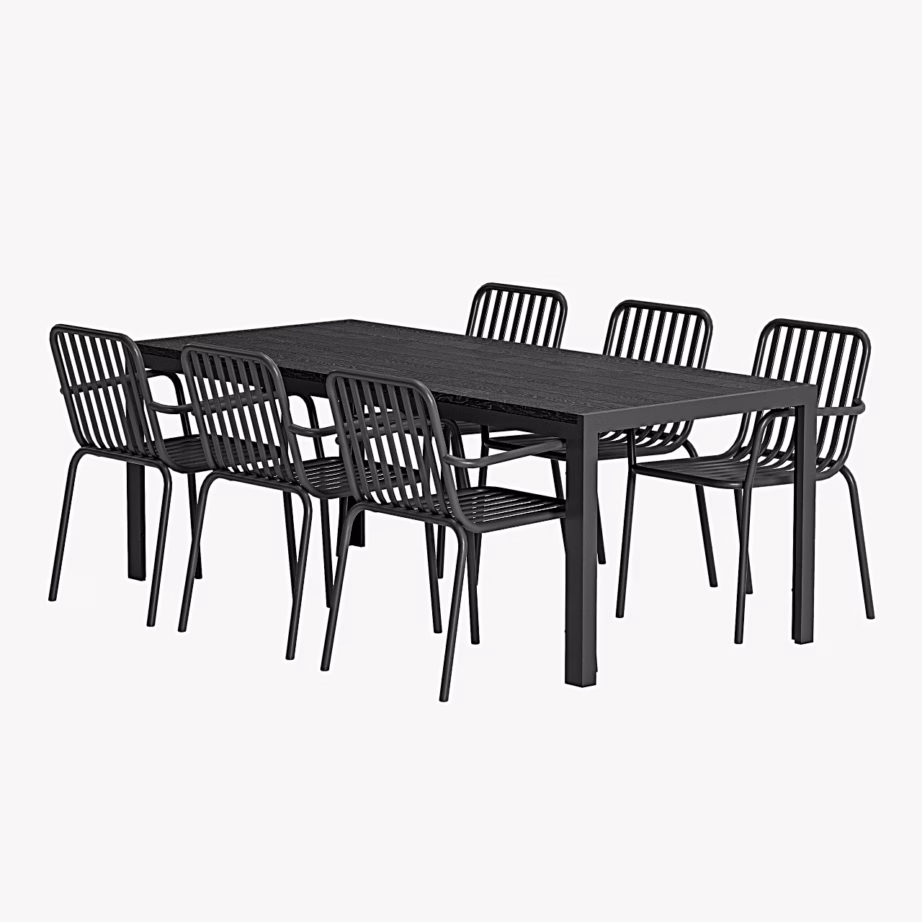 Aia söögikomplekt Mirko laud ja 6 Peking tooli, must, GR24962 – 3