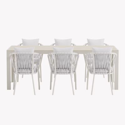 Mirko aiasöögikomplekt beež laud ja 6 Linos tooli, GR24970