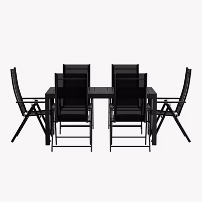 Must aia söögikomplekt laiendatav Capo laud ja 6 Levanzo tooli - GR24978