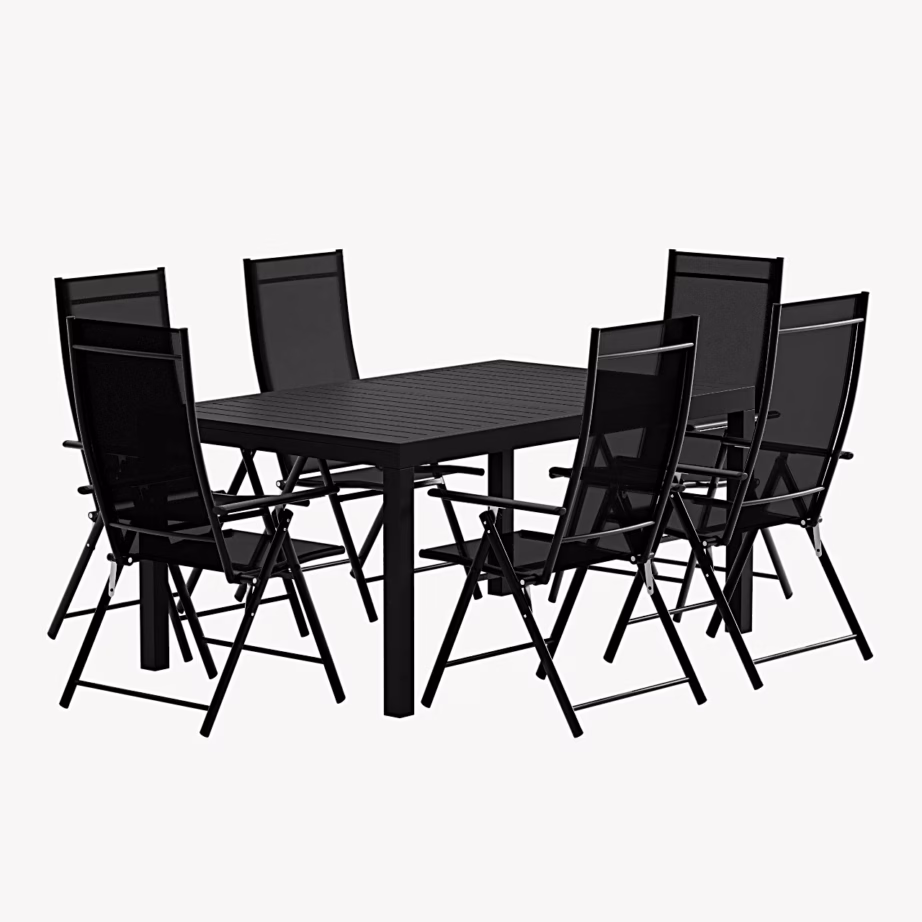 Must aia söögikomplekt laiendatav Capo laud ja 6 Levanzo tooli, GR24978 – 2