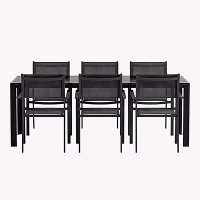 Must välimööbli söögikomplekt Break laud ja 6 Copacabana tooli - GR24989