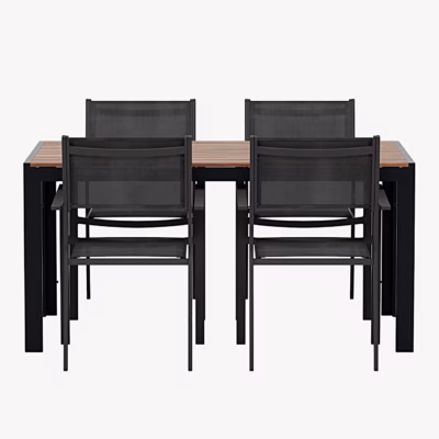 Aiasöögikomplekt Break laud puitplastkomposiidist ja 4 musta Copacabana tooli - GR24990