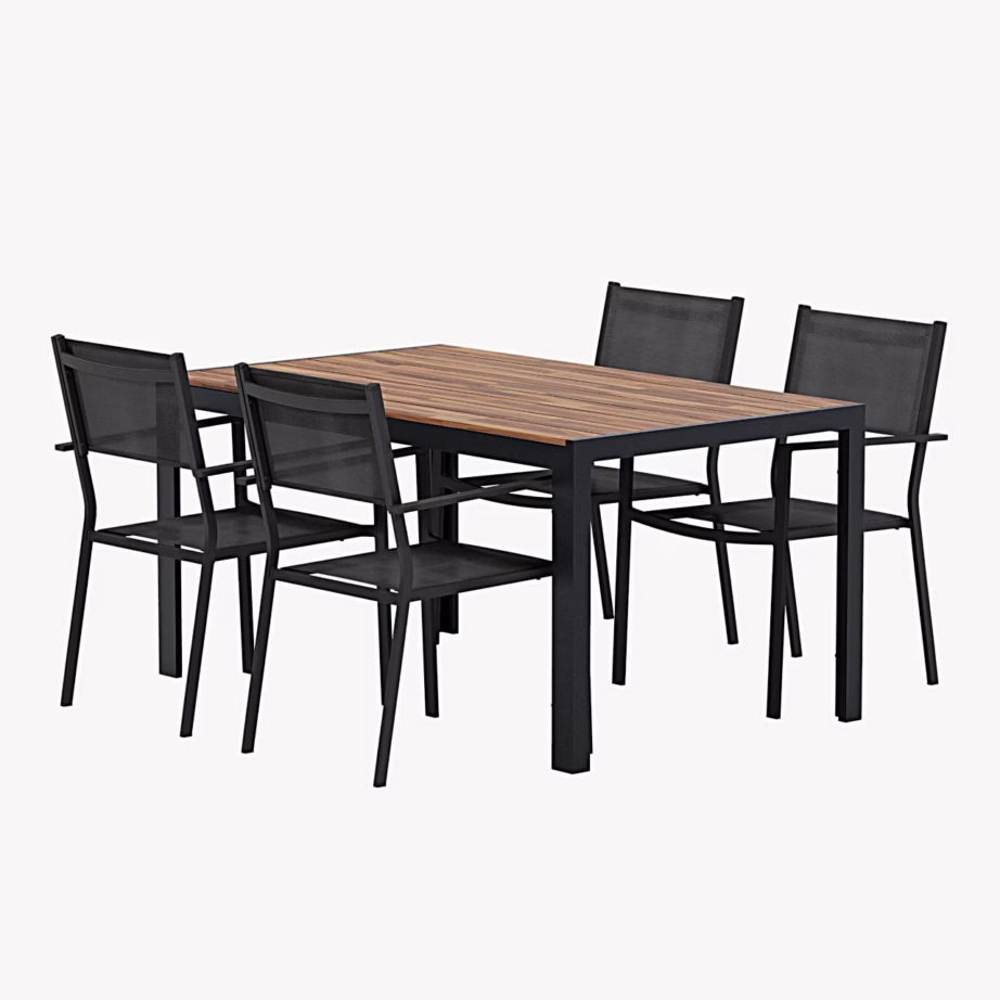 Aiasöögikomplekt Break laud puitplastkomposiidist ja 4 musta Copacabana tooli, GR24990 – 3