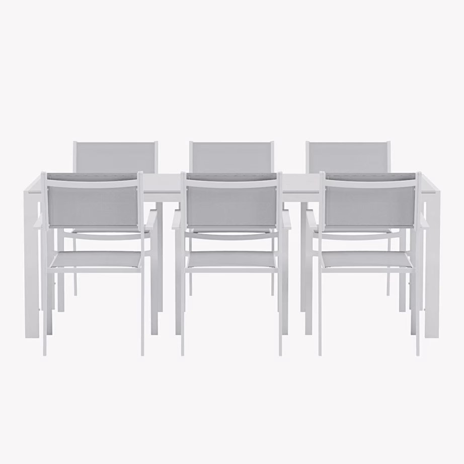 Valge aiamööblikomplekt Break laud ja 6 Copacabana tooli, GR24993