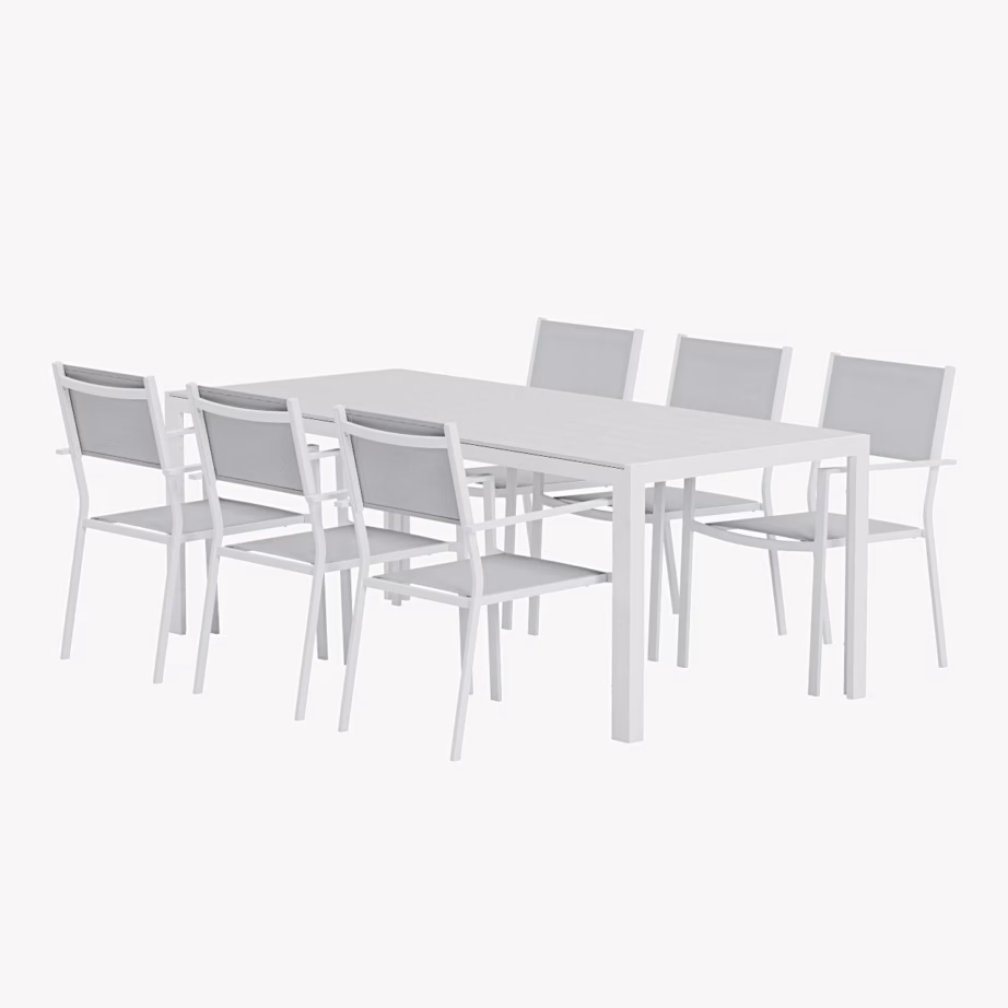 Valge aiamööblikomplekt Break laud ja 6 Copacabana tooli, GR24993 – 3