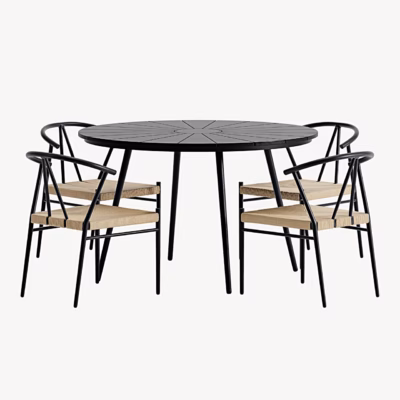 San Vito ümmargune aiasöögikomplekt 4 Alfons tooliga, must, GR24997