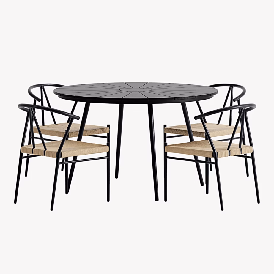 San Vito ümmargune aiasöögikomplekt 4 Alfons tooliga, must, GR24997