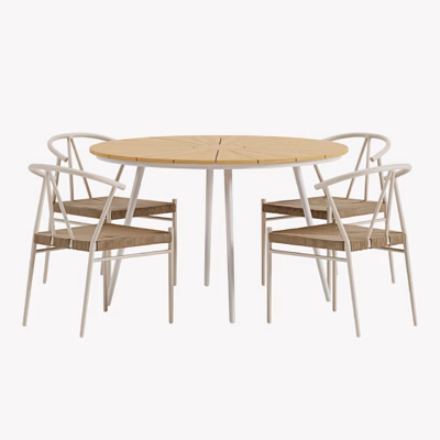 Beež ümmargune aiasöögikomplekt San Vito laud ja 4 Alfons tooli, GR24999