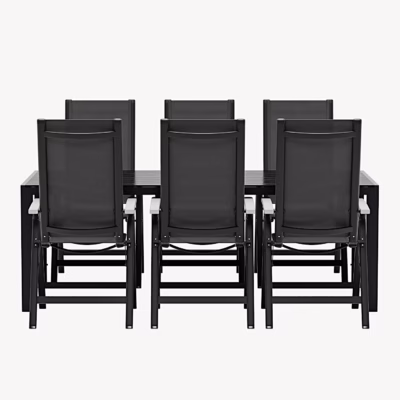 Must aiasöögikomplekt Break laud ja 6 Albany reguleeritavat tooli - GR25006