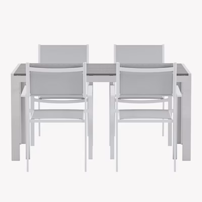 Aiasöögikomplekt Break laud ja Copacabana toolid hall/valge - GR25007