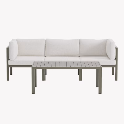 Copacabana pruun aiasofakomplekt laua ja bouclé patjadega - GR25079