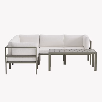 Copacabana aiamööbli nurgadiivanikomplekt lauaga, pruun/beež buklee - GR25080