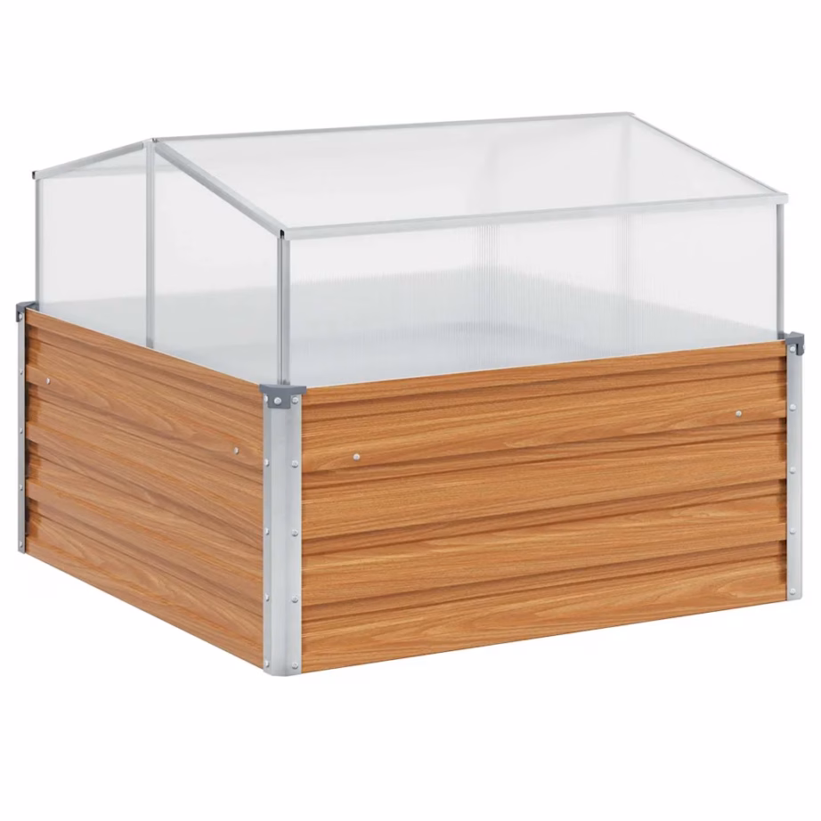 Aia istutuskast kasvuhoonega, helepruun tsingitud teras, 100 x 100 x 77 cm – 2