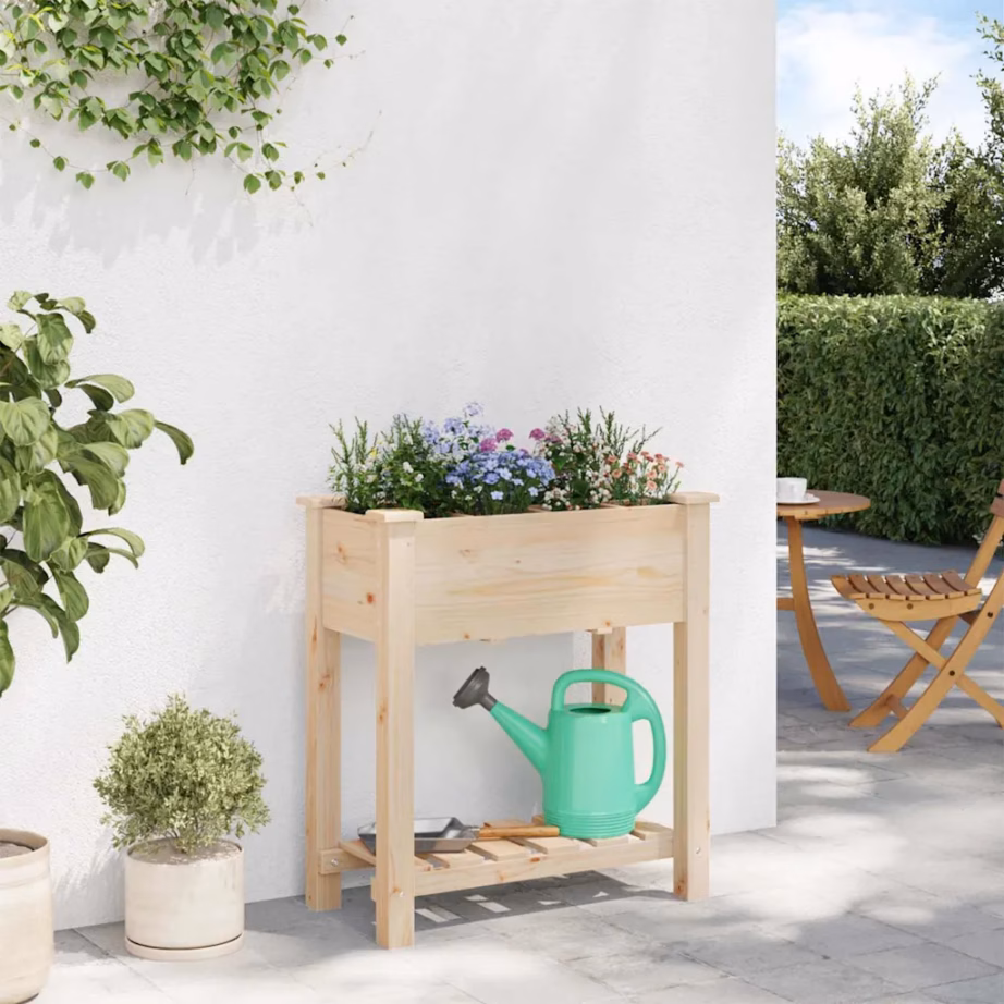 Aia istutuskast alumise riiuliga, beež kuusepuidust, 71 x 37 x 76,5 cm – 4