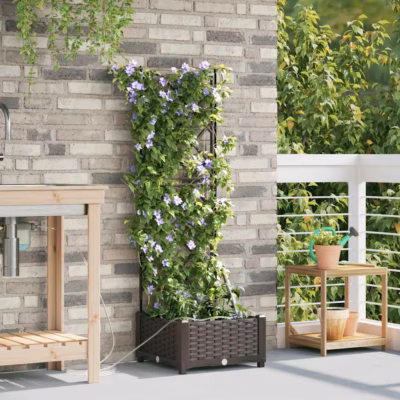 Aia istutuskast ronitaimedele kastmissüsteemiga, pruun teras, 40 x 40 x 126 cm