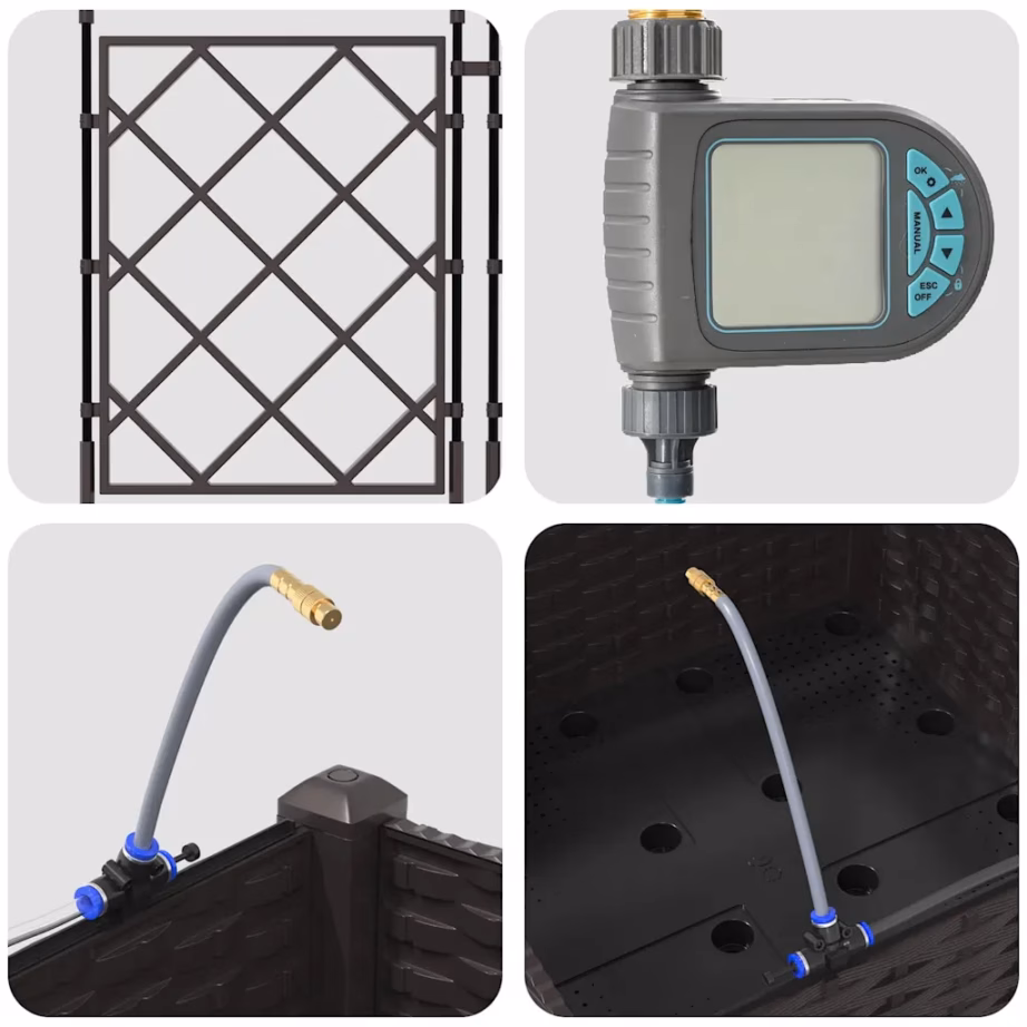 Aia istutuskast ronitaimedele kastmissüsteemiga, pruun teras, 40 x 40 x 126 cm – 9