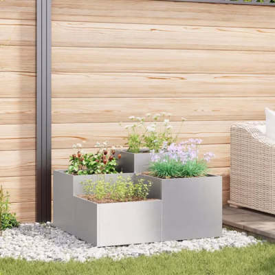 Hõbedane aia istutuskast, roostevaba teras, 100 x 100 x 48 cm