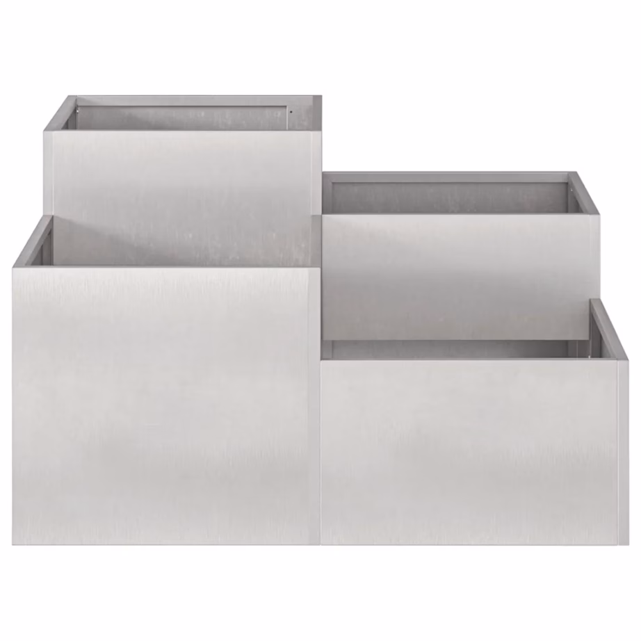 Hõbedane aia istutuskast, roostevaba teras, 100 x 100 x 48 cm – 6