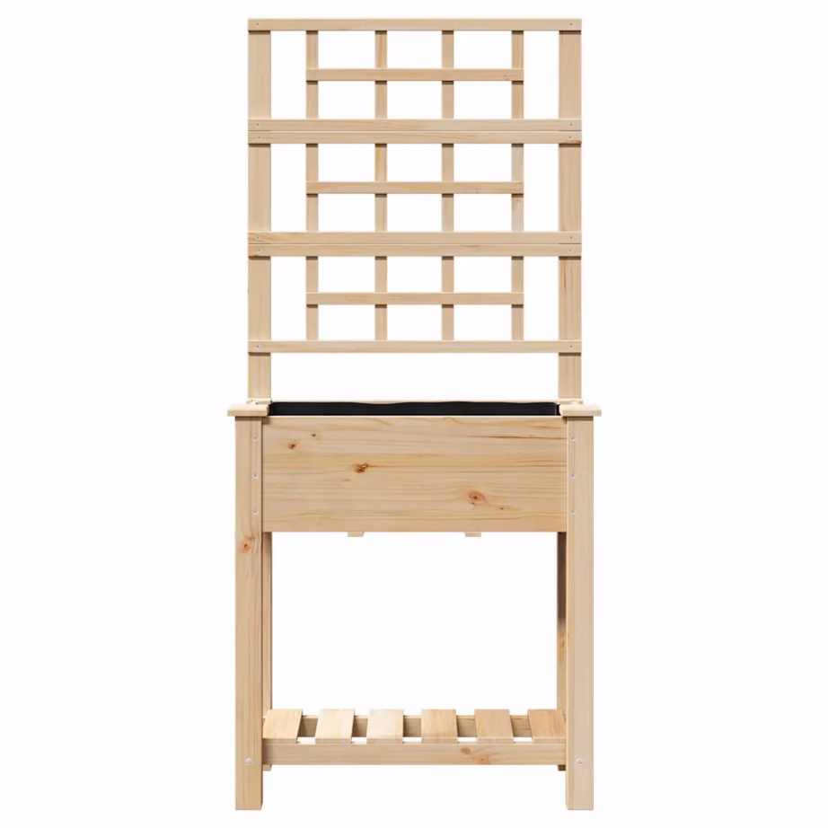 Aia istutuskast trellise ja riiuliga, beež kuusepuit, 71 x 38 x 152 cm – 5