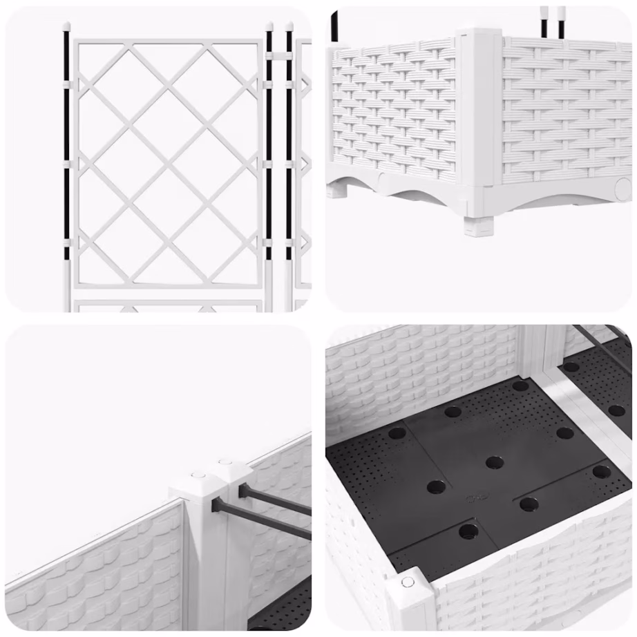 Aia istutuskast trellisega, 3 tk, valge teras, 120 x 40 x 125,5 cm – 7