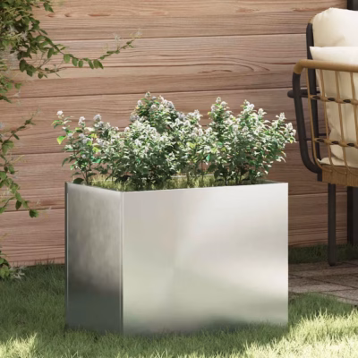 Aia istutuskast kuup tsingitud terasest, hõbedane, 50 x 32 x 40 cm