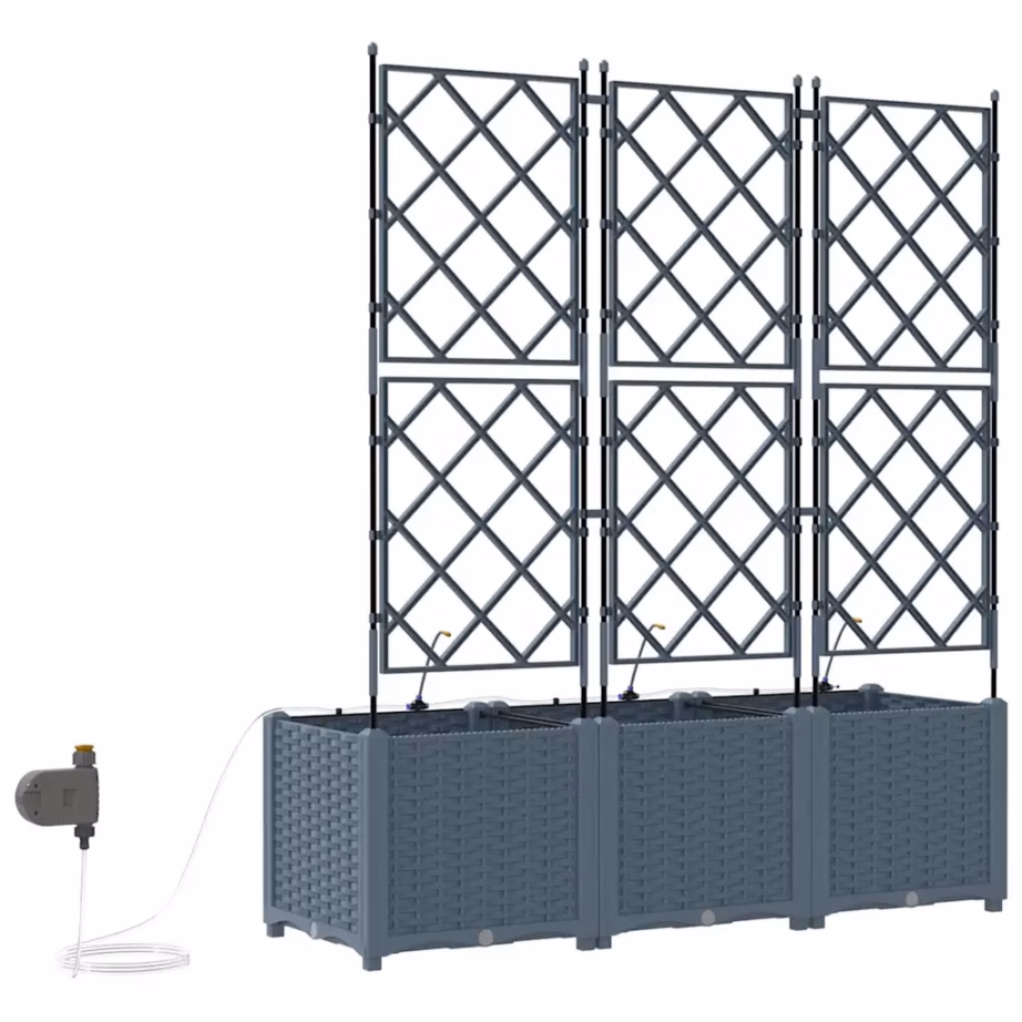 Aia istutuskast tugivõrega, 3-osaline, helehall teras, 120 x 40 x 142 cm – 8