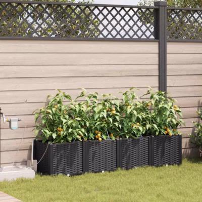 Aia istutuskastid kastmissüsteemiga, 4 tk, must teras, 160 x 40 x 37,5 cm