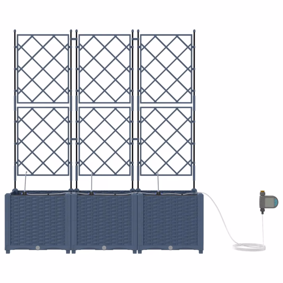 Aia istutuskastid trellise ja kastmissüsteemiga, 4 tk, hall teras, 120 x 120 x 142 cm – 2