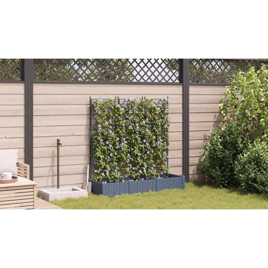 Aia istutuskastid trellisega, 3 tk, helehall teras, 120 x 40 x 125,5 cm – 4